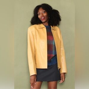 Theory Genuine Leather Mustard Jacket